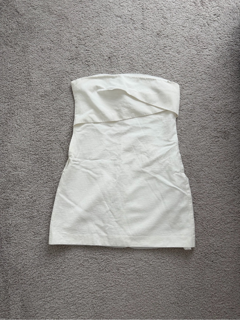 Zara white linen strapless dress